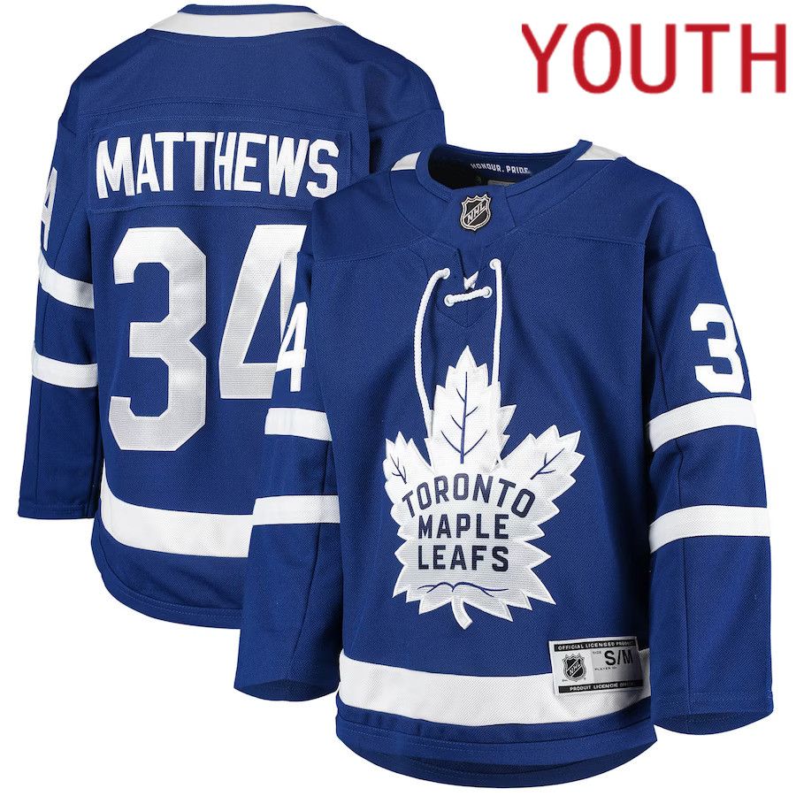 Youth Toronto Maple Leafs 34 Auston Matthews Blue Home Premier Player NHL Jersey